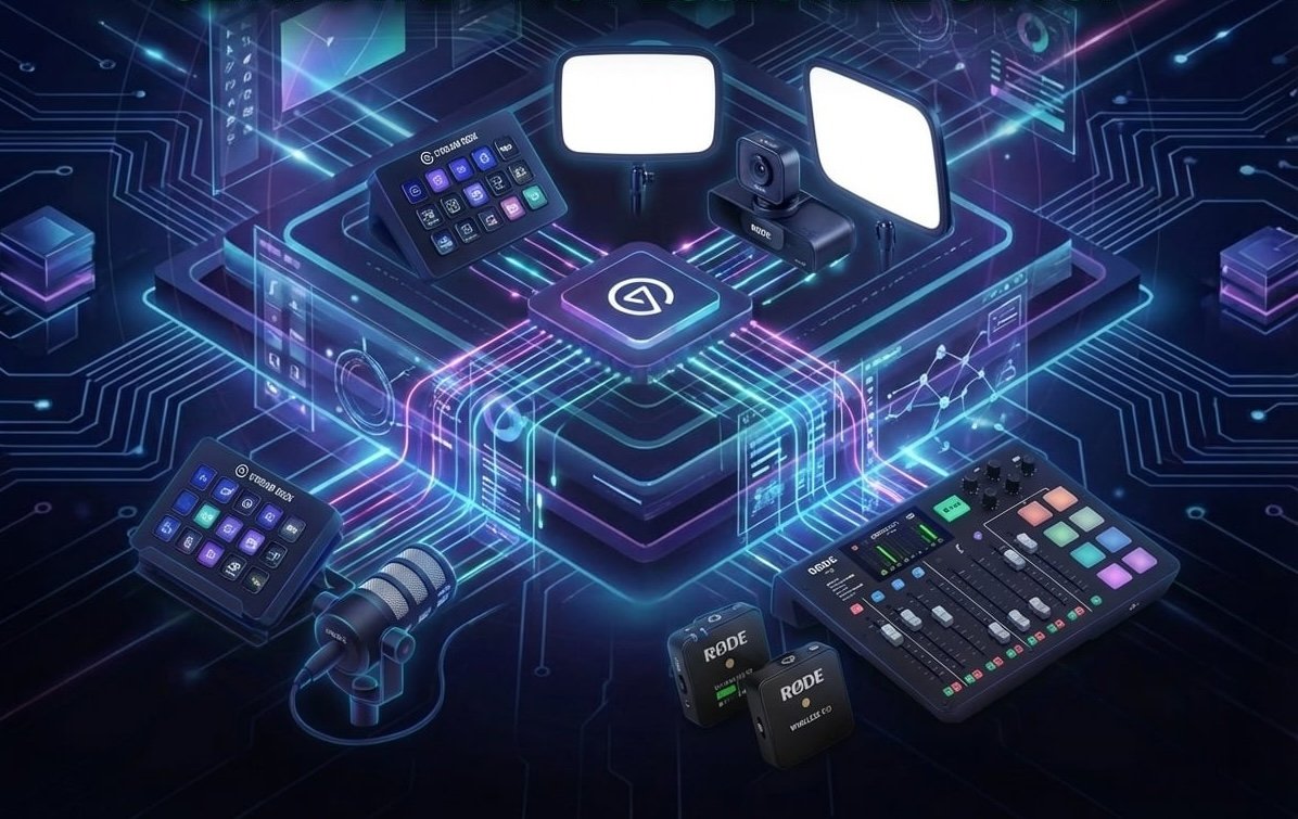 Elgato Stream Deck and Rode audio production setup