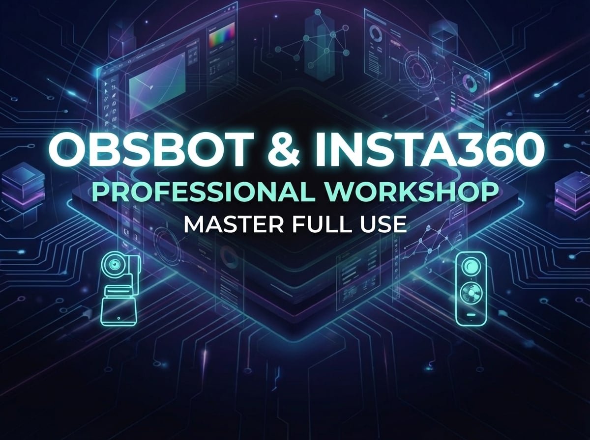 High-end PTZ and compact 4K cameras on a studio desk